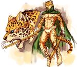  anthro ars_goetia biceps body_markings byowt dual_wielding feline fur leopard male mammal markings muscles ose pecs plain_background pose solo spots standing sword weapon white_background 