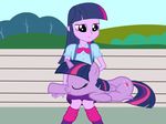  animated clothed clothing cutie_mark ear_twitch equestria_girls equine eyes_closed female friendship_is_magic grass hair horn horse human mammal my_little_pony outside park_bench pink_hair pony purple_eyes purple_skin square_crossover twilight_sparkle_(eg) twilight_sparkle_(mlp) two_tone_hair winged_unicorn wings 
