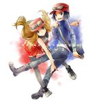  1girl bag black_eyes black_hair blue_eyes brown_hair calme_(pokemon) glasses long_hair poke_ball pokemon pokemon_(game) pokemon_xy serena_(pokemon) skirt thighhighs tomone 