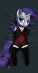 blue_eyes clothed clothing collar cutie_mark dress elbow_gloves equine eyeshadow female feral friendship_is_magic fur gem gloves hair half-closed_eyes horn horse legwear lingerie looking_at_viewer lying makeup mammal my_little_pony navel on_back overhead pony pony-fuhrer purple_hair rarity_(mlp) solo stockings thigh_highs tres-apples unicorn white_fur 