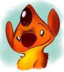  2018 absurd_res alien black_eyes bust_portrait chest_tuft digital_drawing_(artwork) digital_media_(artwork) disney experiment_(species) fur heat_(lilo_&amp;_stitch) hi_res lilo_and_stitch looking_at_viewer orange_fur portrait red_nose simple_background smile solo starryblast9 tuft 