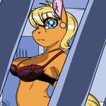  anthro anthrofied arnachy blonde_hair blue_eyes bra breasts bust clothed clothing ear_piercing equine female friendship_is_magic fur hair horse looking_at_viewer mammal ms_harshwhinny_(mlp) my_little_pony nipples orange_fur piercing pony skimpy solo underwear 