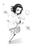  greyscale kouji_(campus_life) monochrome monogatari_(series) sengoku_nadeko short_hair solo thighhighs 