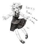  artist_name bad_id bad_pixiv_id character_name dated english hair_ribbon highres lispict monochrome outstretched_arms ribbon rumia shoes short_hair sketch skirt skirt_set socks solo touhou 
