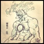  beard facial_hair grin lordgenome male_focus muscle nonosaki shirtless sketch smile solo tengen_toppa_gurren_lagann 