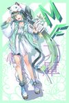  blue_eyes cat_tail green_hair hat highres kyougoku_touya long_hair original ponytail solo tail 