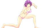  blue_eyes bra honest_(honenano) legs long_legs monogatari_(series) panties purple_hair senjougahara_hitagi short_hair solo underwear underwear_only 