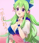  bad_id bad_pixiv_id breasts cleavage covered_nipples green_hair ixion_saga karimero_(calimer0) large_breasts long_hair mariandale newhalf purple_eyes solo 