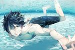  bad_id bad_pixiv_id blue_eyes blue_hair bubble free! jammers male_focus nameco3 nanase_haruka_(free!) shirtless solo_focus swimsuit underwater watermark 