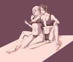  bad_id bad_pixiv_id barefoot christa_renz freckles full_body monochrome multiple_girls shingeki_no_kyojin short_hair sitting smirk sports_bra underwear underwear_only undressing yayoi_ers ymir_(shingeki_no_kyojin) yuri 