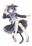  animal_ears bad_id bad_pixiv_id bloomers blue_hair crossdressing lolita_fashion lying male_focus mary_janes on_back otoko_no_ko ryoune_yami shoe_dangle shoes solo tail thighhighs toudou_charo underwear utau 