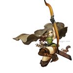  arrow belt boots bow_(weapon) braid brown_eyes cloak dragon's_crown elf_(dragon's_crown) fantchi gloves highres solo squirrel thigh_boots thighhighs twin_braids weapon 