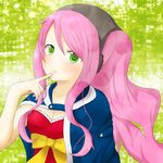  1girl breasts cape cleavage fairy_tail green_eyes long_hair meredy_(fairy_tail) pink_hair solo 
