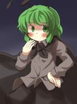  alternate_color antennae blush cape gaoo_(frpjx283) green_eyes green_hair hand_on_hip highres solo touhou wriggle_nightbug 