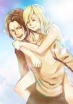  absurdres carrying christa_renz closed_eyes freckles fuyu_ame highres multiple_girls piggyback shingeki_no_kyojin smile ymir_(shingeki_no_kyojin) 