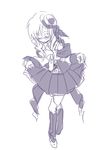  androgynous blazblue carl_clover closed_eyes corset crossed_legs curtsey glasses hat kaneaki_mukku male_focus mini_hat monochrome otoko_no_ko pleated_skirt semi-rimless_eyewear sketch skirt solo standing under-rim_eyewear watson_cross 