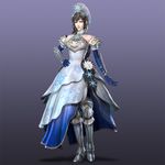  alternate_costume female full_body gradient gradient_background shin_sangoku_musou snow_queen snowflake snowflakes solo wang_yi 