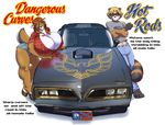  breasts brown_eyes bulge cat cervine cleavage clothed clothing confederate_flag deer duo f-body feline female gideon green_eyes hooves huge_breasts hyper hyper_breasts juggs_(gideon) looking_at_viewer male mammal muscle_car pose promo raccoon shine_(gideon) 