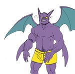  blush boxer_briefs briefs clothing crobat male nintendo plain_background pok&#233;mon pok&eacute;mon solo standing staticlustdemons topless underwear video_games white_background wings yellow_eyes 