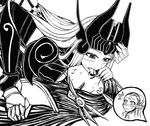  armor blush diana_(league_of_legends) ear_protection eye_licking forehead_protector greyscale helmet league_of_legends leona_(league_of_legends) licking long_hair monochrome multiple_girls oldlim syndra yuri 