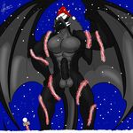  abs anthro balls biceps big_balls big_muscles big_penis black_dragon black_penis black_skin blue_eyes christmas christmas_hat dragon erection flexing grey_skin hair holidays horn male muscles nipples nude pecs penis pose presenting reptile saixyuniz-xynz scales scalie sheath slit snow snowing solo standing vein white_horns wings 