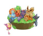  brown_eyes canine cat dog eevee electrike eyes_closed feline feral fox fur grass grey_fur group growlithe hyena luxry mammal nintendo open_mouth plain_background pok&#233;mon pok&eacute;mon poochyena scared shinx skitty smile teeth video_games vulpix white_background yellow_eyes zorua 