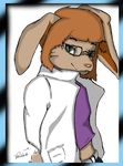  clothing eyes eyewear girly glasses hair lab_coat lagomorph long_ears male mammal rabbit solo voshiket 