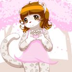  &lt;3 cherry_blossom chubby cub feline female flat_chested leopard mammal maverick outside pistachio snow_leopard solo sundress young 