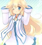  1girl animal_ears blue_eyes collet_brunel long_hair smile solo tail tales_of_(series) tales_of_symphonia wink 