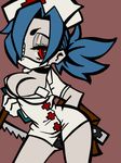  + +_+ 1girl bare_legs black_panties blue_hair breasts cleavage eyepatch female hacksaw hair_over_one_eye hat large_breasts mikudrop nurse nurse_cap nurse_uniform panties red_eyes rted_eyes short_hair skullgirls solo symbol-shaped_pupils symbol_shaped_pupils underwear valentine_(skullgirls) 