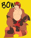  anthro biceps bowser boxer brown_fur brown_nose bulge clothing coon fangs fur hair hunter hunterramirez kneeling koopa male mammal mario_bros muscles nintendo paws pecs pose raccoon red_eyes scalie shell short shorts smile solo spikes teeth topless video_games 