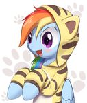  aymint begging_pose blue_fur blush clothing costume equine female feral friendship_is_magic fur hair hood hoodie horse mammal multi-colored_hair my_little_pony open_mouth pawprint pegasus pony purple_eyes rainbow_dash_(mlp) rainbow_hair solo sweater tongue wings yellow_shirt 