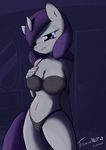  anthro anthrofied blue_eyes cleavage clothed clothing english_text equine female friendship_is_magic fur hair horn horse inside looking_at_viewer mammal my_little_pony pony purple_hair rarity_(mlp) solo tesslashy text unicorn white_fur 