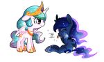  cute female feral fillies friendship_is_magic luga12345 my_little_pony plain_background playful princess_celestia_(mlp) princess_luna_(mlp) small transparent_background 