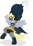  alpha_channel batman batman_(series) blonde_hair bomb broccolimeansfun cape derpy_hooves_(mlp) equine eyes female friendship_is_magic hair horse mammal my_little_pony pegasus plain_background pony solo tongue transparent_background wings yellow_eyes 