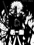  black_&amp;_white blood highres kajicka monochrome naruto naruto_shippuuden spoilers uchiha_obito 