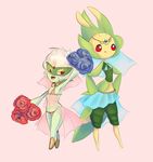  arthropod circlet female flora_fauna flower harem insect jewelry joltik_(artist) leavanny mantis nintendo plant pok&#233;mon pok&eacute;mon roserade roses simple_background video_games 