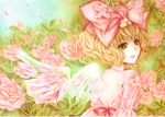  ai_(creamcaramel) blonde_hair flower green_eyes hina_ichigo ribbon rozen_maiden short_hair smile wings 