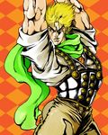  araki_hirohiko_(style) bad_id bad_pixiv_id blonde_hair dio_brando green_eyes jack-ddd-no13 jojo_no_kimyou_na_bouken male_focus manly muscle scarf solo vampire 