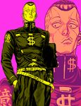  claptrack gakuran jojo_no_kimyou_na_bouken male_focus monochrome nijimura_okuyasu scar school_uniform solo zoom_layer 