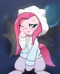  blue_eyes blush clothing equine female feral friendship_is_magic fur hair horse looking_at_viewer mammal my_little_pony pink_fur pink_hair pinkamena_(mlp) pinkie_pie_(mlp) pony solo straight_hair sweater tongue 