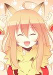  ^_^ ahoge animal_ears arms_up bad_id bad_pixiv_id closed_eyes doridori fang fox fox_ears open_mouth orange_hair paw_print professor_(ragnarok_online) ragnarok_online scarf sleeveless solo 