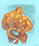  biceps big_muscles butt feline kazushi lion looking_back mainlion male mammal muscles solo teasing underwear 