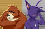  black_eyes blush brown_fur cat facepalm feline fur grizzly_bear juuichi juuichi_mikazuki male mammal morenatsu nude shin_kuroi unknown_artist 