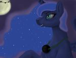  blue_fur blue_hair colorlesscupcake equine female feral friendship_is_magic fur green_eyes hair horn horse mammal moon my_little_pony necklace night pony portrait princess_luna_(mlp) smile solo winged_unicorn wings 