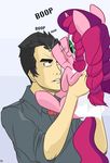  clothing duo equine female feral friendship_is_magic fur green_eyes hair horn horse human male mammal marker_pony_(character) my_little_pony pink_fur plain_background pony shirt two_tone_hair txlegionnaire unicorn white_background 