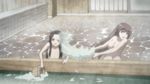  2girls animated animated_gif black_hair breasts brown_hair bucket female hyakka_ryouran_samurai_girls long_hair lowres multiple_girls nipples nude sanada_yukimura_(hyakka_ryouran) tokugawa_sen water 