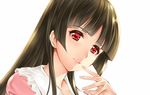  black_hair blush closed_mouth face hime_cut houraisan_kaguya lips long_hair looking_at_viewer red_eyes saburou_(hgmg) simple_background smile solo touhou upper_body white_background 