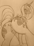  anus big_butt blush butt cutie_mark embarrassed equine female feral friendship_is_magic horn looking_at_viewer looking_back mammal mokanyann monochrome my_little_pony princess_luna_(mlp) pussy solo winged_unicorn wings 