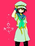  anchor_symbol bad_id bad_pixiv_id black_hair dress hat murasa_minamitsu neckerchief pantyhose pink_background purple_eyes sailor_dress sailor_hat shimana_(cs-ts-az) short_hair solo touhou 